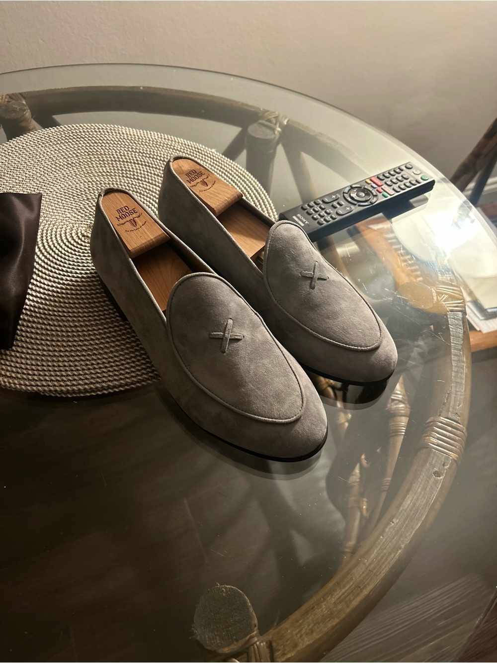 Del Toro Grey Suede Slip-On Loafers